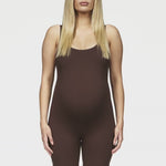 Bra-free Pilates bodysuit with breathable, moisture-wicking fabric, no front seam, and a flattering fit, ideal for pregnancy