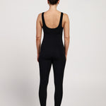 Stretchy sleeveless bodysuit with built-in bra, full-length design for Pilates, breathable fabric perfect for Australian activewear