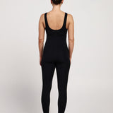 Stretchy sleeveless bodysuit with built-in bra, full-length design for Pilates, breathable fabric perfect for Australian activewear