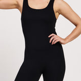 Women's full-length activewear bodysuit for Pilates with built-in bra, breathable stretch fabric, popular in Australia