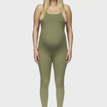 Stretchy sleeveless bodysuit with built-in bra, full-length design for pregnancy, breathable fabric perfect for Australian activewear