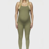 Stretchy sleeveless bodysuit with built-in bra, full-length design for pregnancy, breathable fabric perfect for Australian activewear